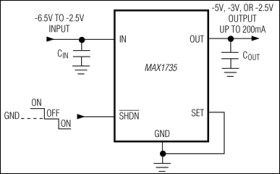 200mA, Negative-Output, Low-Dropout Linear Regulator in SOT23