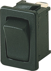 Rocker switch, black, 1 pole, On-Off-On, changeover switch, 6 (2) A/250 VAC, IP40, unlit, unprinted, 1808.2102