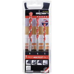 Alpen 100805100 MultiCut Drill Bit Set 5-Piece 1/4&quot; Carbide Multi-Purpose