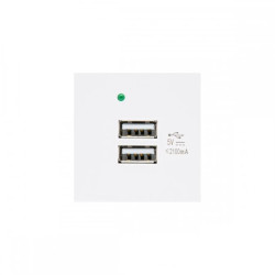 Gniazdo USBx2 z ładowarką Maclean, podwójne, 2.1A fast charge, białe, MCE728W