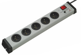 Listwa zasilająca 1.5mm², 16A, 250 V, 5 wtykowa CEE 7/7 niemieckie Schuko/francuskie dł. kabla 1.5m Czarny PVC Typ E