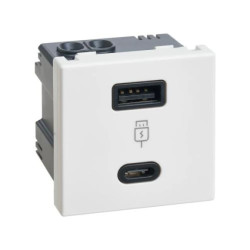 Simon Connect Ładowarka USB A+C 3,1A 5V Szybkie Ładowanie 45x45 mm czysta biel K126F/9