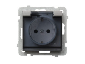 SONATA Gniazdo pojedyncze z uziemieniem schuko IP44 srebro mat GPH-1RS/m/38/d OSPEL