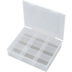 TruComponents E-112-1 Assortment Box 190 x 145 x 42mm - 9 Fixed Compartments