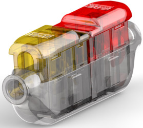 Butt connectorwith insulation, 2.5-4.0 mm², AWG 18 to 12, transparent/yellow/red, 48 mm, 2213600-2