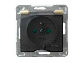 IMPRESJA Gniazdo hermetyczne z uziemieniem IP-44 z przesłonami torów prądowych wieczko przezroczyste złoty metalik GPH-1YZP/m/28