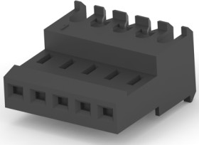 Socket header, 5 pole, pitch 2.54 mm, straight, black, 3-644497-5
