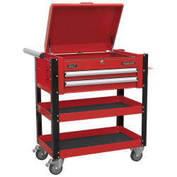 Sealey AP760M Heavy-Duty Mobile Tool &amp; Parts Trolley 2 Drawers &amp; Lockable Top