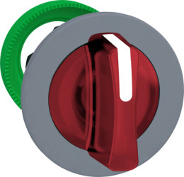 Toggle switch, 3 positions, illuminable, latching, waistband round, red, front ring gray, 45°, mounting Ø 30.5 mm, ZB5FK1343C0