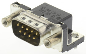 Złącze D-Sub 9-pinowe Męski Kąt Proste Przewlekany raster 2.74mm Złoto na niklu