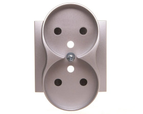 Simon 54 Pokrywa gniazda podwójnego z przesłonami srebrny mat z/u do ramek PREMIUM DGZ2MZP/43