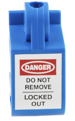 Blokada Miniaturowa blokada wyłącznika RS PRO rozmiar mocowania 10mm Niebieski zamki: 1