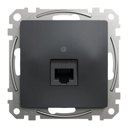 Gniazdo komputerowe RJ45 kat. 6 UTP, czarny antracyt, Sedna Design i Elements SDD114461