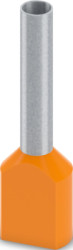 Insulated twin wire end ferrule, 4.0 mm², 18 mm long, DIN 46228-4, UL 486F-F, orange, 2100004
