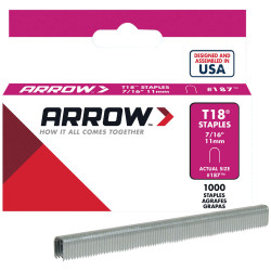 Arrow A187 T18 Staples 11mm (7/16in) Box 1000