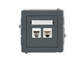 DECO Gniazdo telefoniczne 1xRJ11 + gniazdo komputerowe 1xRJ45 kat.5e 8-stykowy beznarzędziowe grafitowy mat 28DGTK KARLIK
