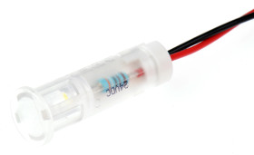 Lampka kontrolna do montażu panelowego 24V dc, biała 8mm LED Biały Wyprowadzenia APEM