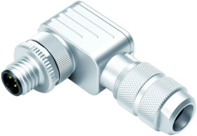 Plug, M12, 5 pole, screw connection, screw locking, angled, 99 1439 824 05