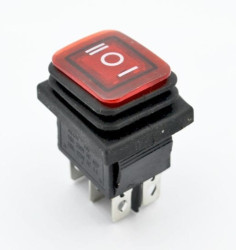 KCD4-R przełącznik kołyskowy hermetyczny podświetlany czerwony, 3-pozycje ON-OFF-ON; 16A / 250V