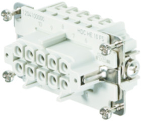 Socket contact insert, 4, 10 pole, equipped, screw connection, with PE contact, 1204100000