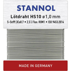Stannol 508596 HS10 Lead-Free Solder Wire Sn993Cu07 ROM1 30g 1mm