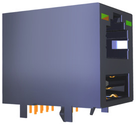 Złącze RJ45 Żeński Złącze RJ45 Montaż na płytce drukowanej Cat3 TE Connectivity, 90° 4-żyłowe