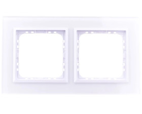 SONATA Ramka podwójna białe szkło / biała R-2RGC/31/00