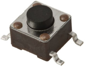 Short-stroke pushbutton, 1 Form A (N/O), 50 mA/12 VDC, unlit , brown, actuator (gray, L 0.7 mm), 1.56 N, SMD, 2-1437565-7
