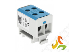 Złączka szynowa AL/CU 2,5-35 mm2 niebieska gwintowa rozgałęźna TS 35 1 tor 4 otwory zaciskowe 89797003 SIMET