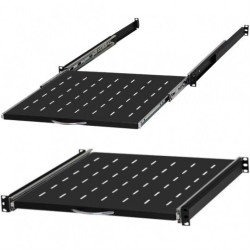 Półka wysuwana do szafy RACK 19" 1U 450mm z uchwytem czarna