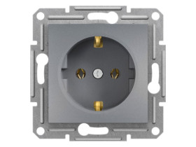 ASFORA Gniazdo pojedyncze z uziemieniem schuko stal EPH2900162 SCHNEIDER ELECTRIC
