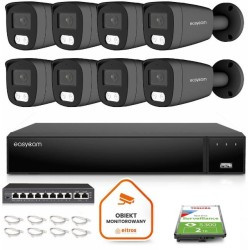 Zestaw do monitoringu IP Easycam 8 kamer z POE EC-IP-B8MP30DL-G 8MPx