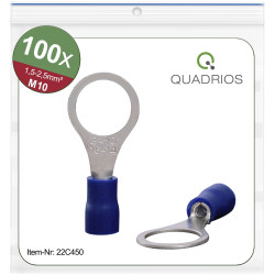 Quadrios 22C450 Ring Terminal 2.5mm&#xB2; 10.5mm Hole Partially Insulated Blue