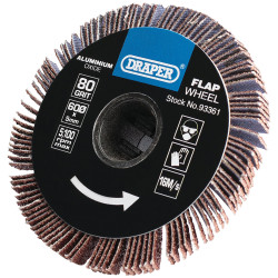 Draper 93361 Aluminium Oxide Flap Wheel, 5 x 60mm, 80 Grit
