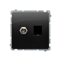 Simon Basic Gniazdo antenowe typu F + RJ45 kat.6 (moduł) czarny BMAFRJ45.01/49