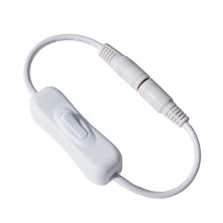 Włącznik LED na kablu biały 3A 12V wtyk i gniazdo DC 2.1/5.5 Przełącznik