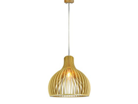 VT-4453 Lampa wisząca klosz drewno z chromowanymi dekoracjami średnica: 450 40551 V-TAC