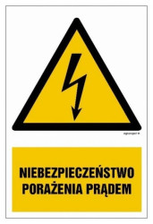 ZNAK - HA031 Niebezpieczeństwo porażenia prądem - arkusz 9 naklejek 5 x 7,5 cm FN - Folia samoprzylepna
