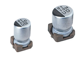 Kondensator 10μF 50V dc SMD Nichicon roztaw: 2.2mm 6.6 (Dia.) x 6.6 x 5.8mm