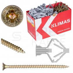 Kołki rozporowe GKW 10x50mm z wkrętem PZ 3,5x60mm płyt G-K, do pustych powierzchni KLIMAS 100szt