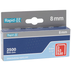 Rapid 11857025 53/8B 8mm Galvanised Staples Box 2500