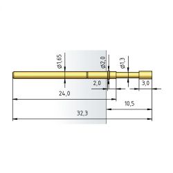 Igła testowa 2028-D-5.0N-AU-1.4, raster 2,54 mm (100 mil)