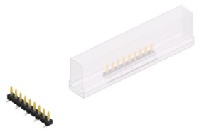 Pin header, 9 pole, pitch 2.54 mm, angled, black, SLLP5SMD0389SSM