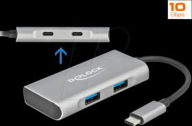 63260 USB 3.1 hub, 4 port, USB-C to 2x USB-A, 2x USB-C