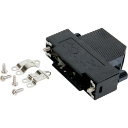 D-Sub connector housing, size: 5 (D), angled 45°, cable Ø 14.5 mm, PC, black, 165X11799X