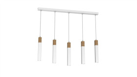 Lampa Wisząca Solo Sawn White / Patinated Wood 5X Mini Gu10 Mlp7477 Milagro