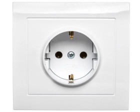 KIER Gniazdo pojedyncze z/u Schuko białe GP-1WS/00