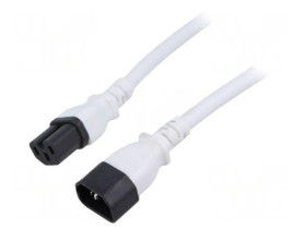 SN28-3/14/3.0WH Kabel: 3x14AWG, IEC C14 męski,IEC C15 żeński, 3m, 15A