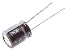 Kondensator 100μF 63V dc Radialny, Otwór przelotowy Nichicon roztaw: 5mm 10 (Dia.) x 12.5mm