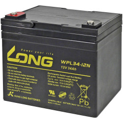 Long WPL34-12 Battery AGM VRLA 12V 34Ah 197x170x131mm M5 Maintenance-Free